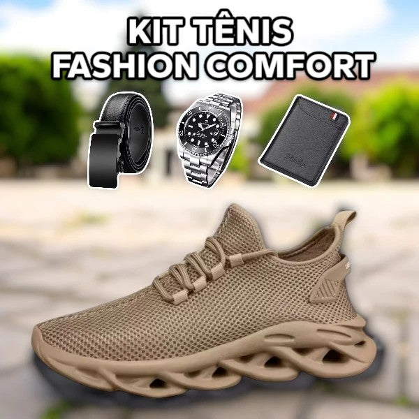 Kit Tênis Masculino Fashion Comfort + 3 BRINDES: Cinto, Relógio e Carteira