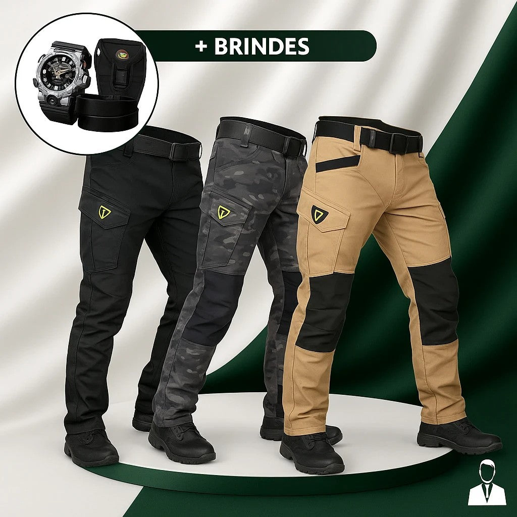 [Leve 3 Pague 2] Calça Militar Lionor em Tecido RipStop e Poliéster +BRINDES: Relógio Tático e Cinto Tático e Mini Bag
