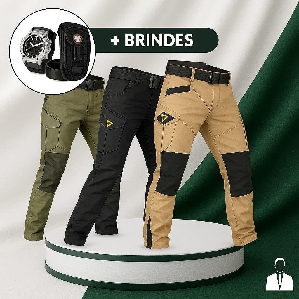 [Leve 3 Pague 2] Calça Militar Lionor em Tecido RipStop e Poliéster +BRINDES: Relógio Tático e Cinto Tático e Mini Bag