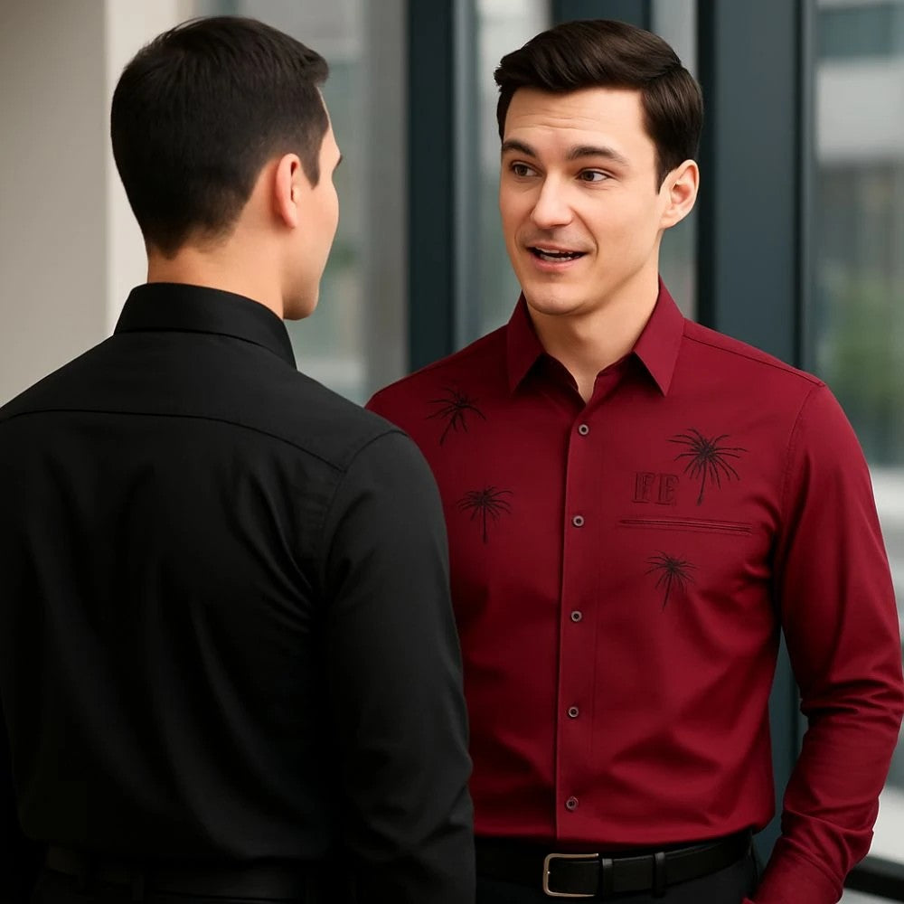 [PAGUE 3 LEVE 5] Camisa Social Masculina Rivanel em 68% Viscose, 27% Seda Tecnológica e 5% Elastano + BRINDES: Cinto, Carteira e Relógio