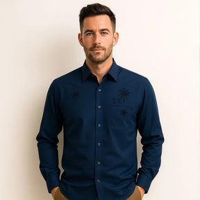 [PAGUE 3 LEVE 5] Camisa Social Masculina Rivanel em 68% Viscose, 27% Seda Tecnológica e 5% Elastano + BRINDES: Cinto, Carteira e Relógio